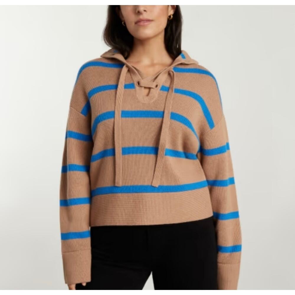 NWT Everlane LaceUp Smock Sweater nautical sailor stripe beach coastal luxury